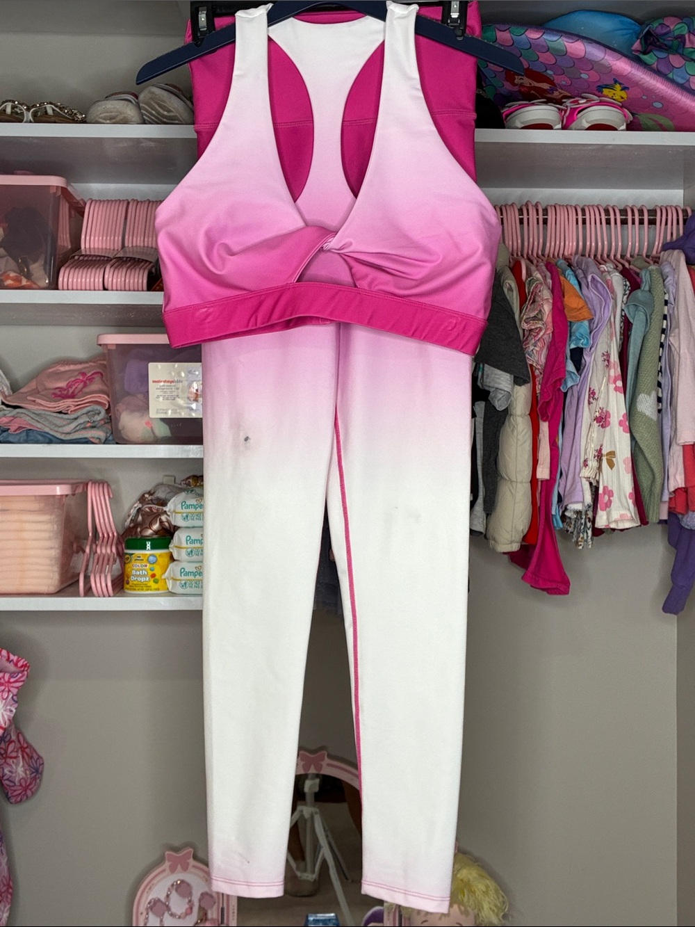 Fashion Nova Pink Ombre Racerback Sports Bra & Leggings Set